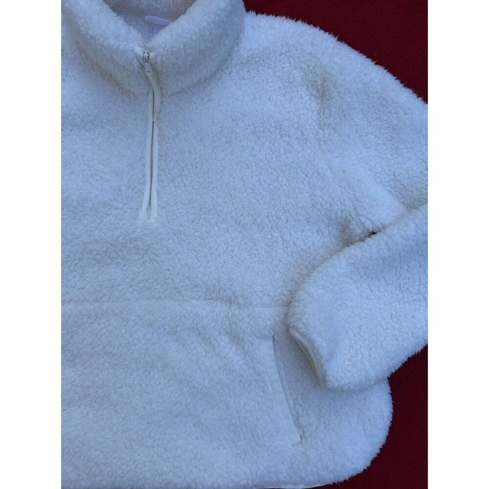 Wondershop Womens Soft Cozy Fleece Sherpa Pullover Jacket 1/4 Zip White Size Med - Picture 6 of 8